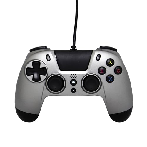 Gioteck - VX4 Verkabelter Controller Titanium für PS4 und PC Gamepad, Joystick Ergonomisches Design & Playstation-Layout mit Schnellfeuerauslöser Audio-Port/Buchse 3,5MM VX4PS4-45-MU von Gioteck