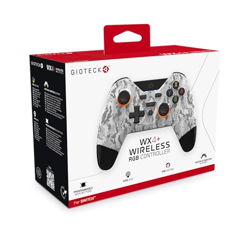 Gioteck WX4+ Nintendo Switch Wireless Controller - Light Camo - mit anpassbarer RGB-Beleuchtung und programmierbaren Rücktasten - Bluetooth-kompatibel von Gioteck