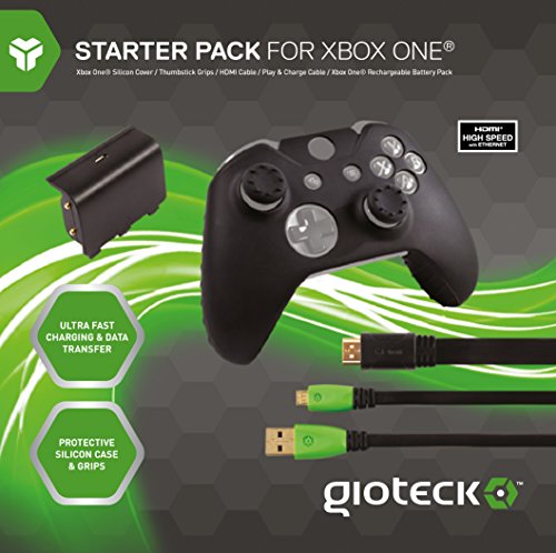 Gioteck Xbox One Controller Zubehörpaket (beinhaltet wiederaufladbaren Akku und 3M Ladekabel, Controller Silikonhülle, HDMI Kabel, Daumengriffe) (Xbox One) von Gioteck