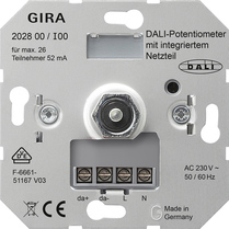 GIRA 202800. Typ: Dimmer & Schalter. Bauform: Eingebaut, Steuerung: Drehregler, Produktfarbe: Metallisch. AC Eingangsspannung: 230 V, AC Eingangsfrequenz: 50/60 Hz (202800) von Gira