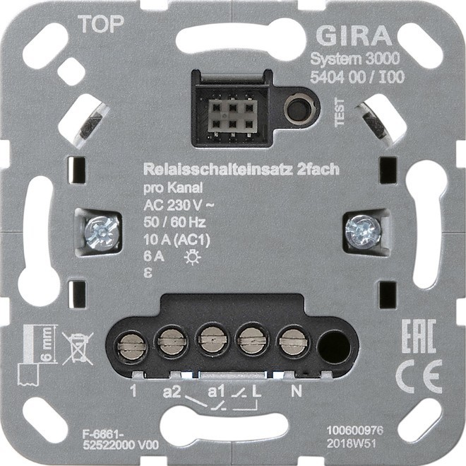 Gira Relaisschalteinsatz 2fach 540400 Gira Relaisschalteinsatz 2fach 540400 von Gira