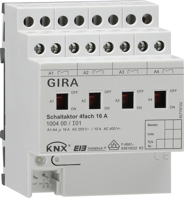 Gira Schaltaktor 4fach 100400 Gira Schaltaktor 4fach 100400 von Gira