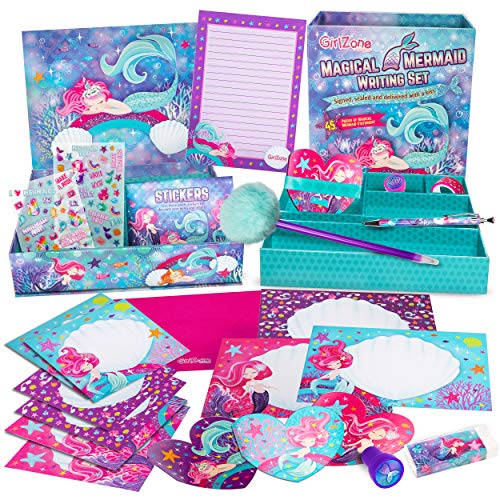 GirlZone Geschenke für Mädchen Meerjungfrau Schreib-Set für Mädchen 45-teiliges Set mit Papier und Umschlägen und einer Hübschen Schachtel zum Aufbewahren mit Geheimfach GirlZone Geschenke für Mädchen Meerjungfrau Schreib-Set für Mädchen 45-teiliges Set mit Papier und Umschlägen und einer Hübschen Schachtel zum Aufbewahren mit Geheimfach von GirlZone