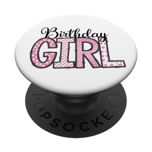 Geburtstag Mädchen Rosa Polka Dots Herzen Streifen Kleinkind Mädchen PopSockets Klebender PopGrip von Girly Birthday Tees NYC