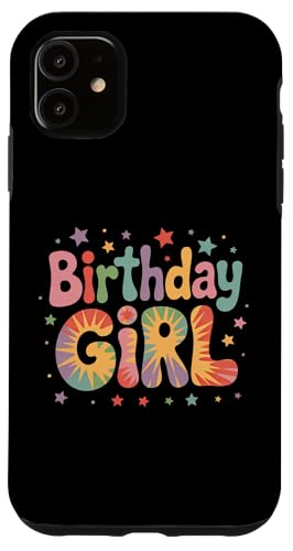Geburtstag Mädchen Tie Dye Regenbogen Mädchen Teenager Kleinkind Groovy Retro Hülle für iPhone 11 von Girly Birthday Tees NYC