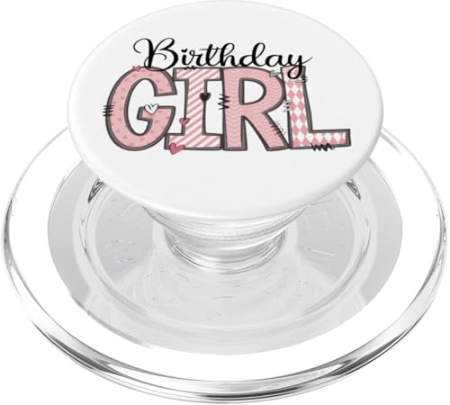 Geburtstag Mädchen rosa kariert Polka Dots Kinder Teenager Mädchen Herzen PopSockets PopGrip für MagSafe von Girly Birthday Tees NYC
