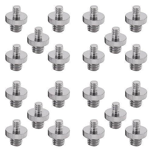 Gisoanudt 20 Stück 1/4 Stecker Auf 1/4 Außengewinde Schraube Adapter Stativschraube Konverter für DSLR-Kamera, Stativ, Einbeinstativ, Schulteranlage, Lichtstativ, Kameragehäuse von Gisoanudt