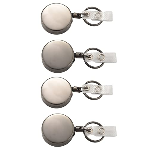 Gisoanudt 4Er-Pack Versenkbare Hochleistung Ausweis Halter Rolle, Ausweis Halter Aus Metall mit GüRtel Clip SchlüSsel Ring von Gisoanudt