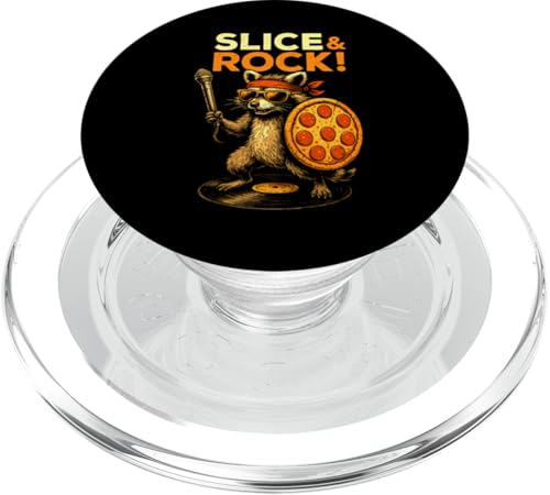 Waschbär Pizza Mikrofon Musik Rock Comic Tier Schallplatte PopSockets PopGrip für MagSafe Waschbär Pizza Mikrofon Musik Rock Comic Tier Schallplatte PopSockets PopGrip für MagSafe von Gitarre Konzert Geschenk Sänger Tiermotiv Bühne