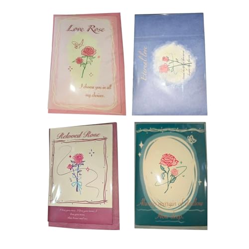 Gitohoni 4 X 3D Grußkarten, Gefaltet, Blumenkarten für Valentinstag, Geburtstag, Hochzeit von Gitohoni