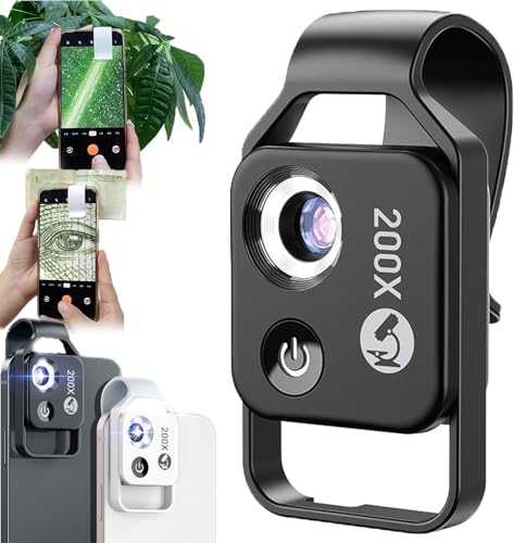 Nanozoom 200-fache Vergrößerung Zoom, Zoom-Kamera für iPhone, Mikroskop-Objektiv für iPhone, Nanozoom Handyobjektiv, Taschenmikroskop-Kamera, Schwarz (Schwarz) von Giurui