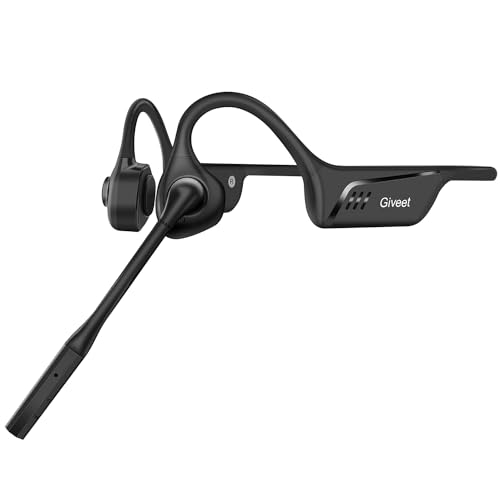 Giveet Bluetooth 5.3 Headset mit Dual DSP Noise Canceling Mikrofon, langes 16H kabelloses Headset w/Mute für Handy PC Computer, Open Ear aptx LL/HD Kopfhörer, Komfort für Büro, Meeting, Heimarbeit von Giveet