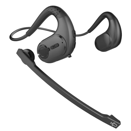 Giveet Bluetooth 5.3 Headset mit abnehmbarem Mikrofon, DSP Noise Cancelling Wireless Headset für Handy, PC, Laptop, offene Ohr-Komfort-Kopfhörer für Büro, Zuhause, Arbeiten, Fahren, Laufen, 12 Stunden von Giveet