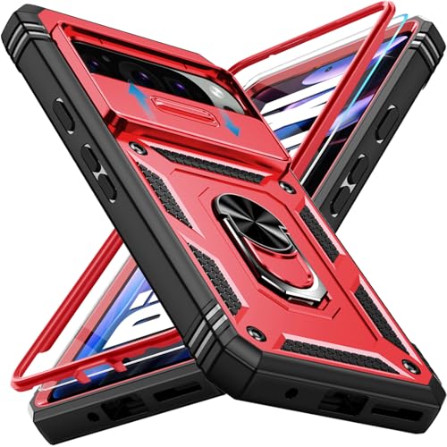 Giyer Handyhülle für Google Pixel 9 Pro XL Hülle mit Schutzfolie, Schutzhülle Pixel 9 Pro XL mit Kameraschutz 360° Metall Ring Ständer Stoßfest Bumper Tasche für Google 9 Pro XL Case Cover (Rot) Giyer Handyhülle für Google Pixel 9 Pro XL Hülle mit Schutzfolie, Schutzhülle Pixel 9 Pro XL mit Kameraschutz 360° Metall Ring Ständer Stoßfest Bumper Tasche für Google 9 Pro XL Case Cover (Rot) von Giyer