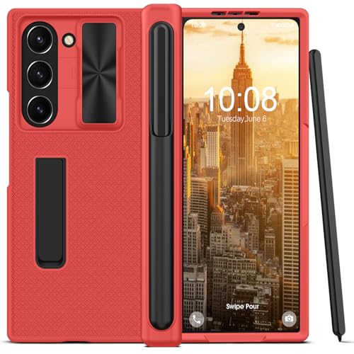 Giyer Handyhülle für Samsung Galaxy Z Fold 6 Hülle mit Displayschutzfolie Scharnierschutz Ständer, Rutschfester Textur Hard PC Rugged Stoßfest Schutzhülle für Samsung Z Fold 6 5G Case Cover (Rot) Giyer Handyhülle für Samsung Galaxy Z Fold 6 Hülle mit Displayschutzfolie Scharnierschutz Ständer, Rutschfester Textur Hard PC Rugged Stoßfest Schutzhülle für Samsung Z Fold 6 5G Case Cover (Rot) von Giyer