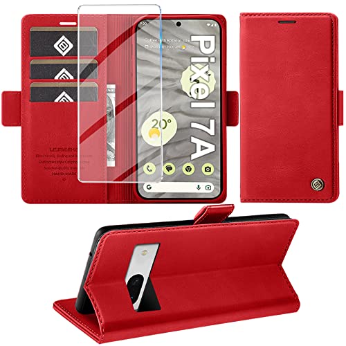 Giyer für Google Pixel 7A Hülle mit Displayschutzfolie, Handyhülle Pixel 7A 5G Premium Leder Wallet Klapphülle Standfunktion Kartenfach Schutzhülle für Google 7A Lederhülle Flip Case Cover (Rot) Giyer für Google Pixel 7A Hülle mit Displayschutzfolie, Handyhülle Pixel 7A 5G Premium Leder Wallet Klapphülle Standfunktion Kartenfach Schutzhülle für Google 7A Lederhülle Flip Case Cover (Rot) von Giyer