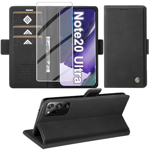 Handyhülle für Samsung Galaxy Note 20 Ultra Hülle mit Schutzfolie, Schutzhülle Note 20 Ultra 5G PU Leder Wallet Flip Case Standfunktion Kartenfach Klapphülle für Samsung Note 20 Ultra Cover (Schwarz) Handyhülle für Samsung Galaxy Note 20 Ultra Hülle mit Schutzfolie, Schutzhülle Note 20 Ultra 5G PU Leder Wallet Flip Case Standfunktion Kartenfach Klapphülle für Samsung Note 20 Ultra Cover (Schwarz) von Giyer