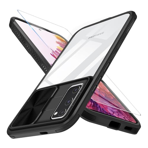 Handyhülle für Samsung Galaxy S20 FE Hülle mit Schutzfolie, Kameraschutz Schutzhülle S20 FE Dünn Transparent Clear Hard Stoßfest Bumper Full Case für Samsung S20 FE 5G Panzerhülle (Schwarz) von Giyer