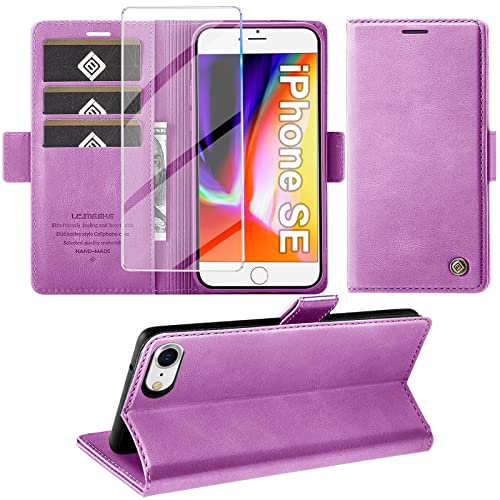 Handyhülle für iPhone SE 2022/2020 iPhone 8/7 Hülle mit Schutzfolie, Standfunktion Kartenfach Wallet Premium Leder Schutzhülle iPhone 7/8/SE 4.7 Zoll Flip Case Cover Stoßfeste Klapphülle (Violett) Handyhülle für iPhone SE 2022/2020 iPhone 8/7 Hülle mit Schutzfolie, Standfunktion Kartenfach Wallet Premium Leder Schutzhülle iPhone 7/8/SE 4.7 Zoll Flip Case Cover Stoßfeste Klapphülle (Violett) von Giyer