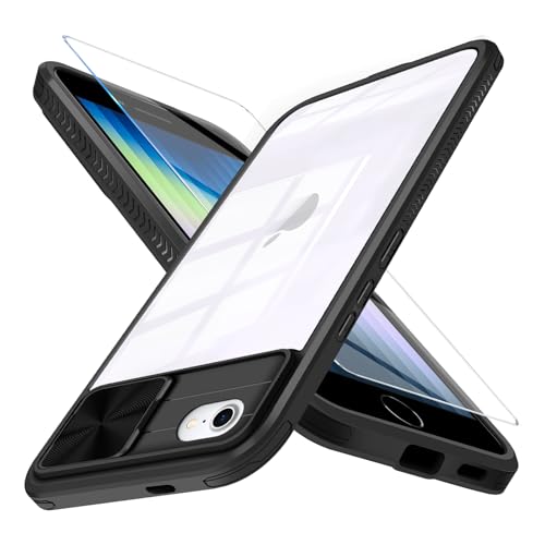 Handyhülle für iPhone SE 8 7 Hülle mit Schutzfolie, Kameraschutz Magnetkraft Schutzhülle Phone SE 2022 Dünn Transparent Clear Hard Stoßfest Bumper Case für iPhone SE Magnetisch Panzerhülle (Schwarz) Handyhülle für iPhone SE 8 7 Hülle mit Schutzfolie, Kameraschutz Magnetkraft Schutzhülle Phone SE 2022 Dünn Transparent Clear Hard Stoßfest Bumper Case für iPhone SE Magnetisch Panzerhülle (Schwarz) von Giyer