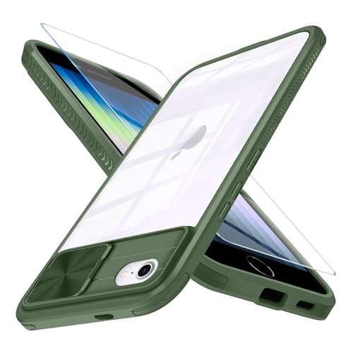 Handyhülle für iPhone SE 8 7 Hülle mit Schutzfolie, Kameraschutz Magnetkraft Schutzhülle Phone SE 2022 Dünn Transparent Clear Hard Stoßfest Bumper Case für iPhone SE Magnetisch Panzerhülle (Grün) Handyhülle für iPhone SE 8 7 Hülle mit Schutzfolie, Kameraschutz Magnetkraft Schutzhülle Phone SE 2022 Dünn Transparent Clear Hard Stoßfest Bumper Case für iPhone SE Magnetisch Panzerhülle (Grün) von Giyer