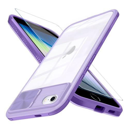 Handyhülle für iPhone SE 8 7 Hülle mit Schutzfolie, Kameraschutz Magnetkraft Schutzhülle Phone SE 2022 Dünn Transparent Clear Hard Stoßfest Bumper Case für iPhone SE Magnetisch Panzerhülle (Lila) Handyhülle für iPhone SE 8 7 Hülle mit Schutzfolie, Kameraschutz Magnetkraft Schutzhülle Phone SE 2022 Dünn Transparent Clear Hard Stoßfest Bumper Case für iPhone SE Magnetisch Panzerhülle (Lila) von Giyer