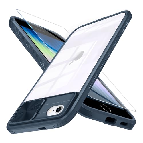 Handyhülle für iPhone SE 8 7 Hülle mit Schutzfolie, Kameraschutz Magnetkraft Schutzhülle Phone SE 2022 Dünn Transparent Clear Hard Stoßfest Bumper Case für iPhone SE Magnetisch Panzerhülle (Blau) Handyhülle für iPhone SE 8 7 Hülle mit Schutzfolie, Kameraschutz Magnetkraft Schutzhülle Phone SE 2022 Dünn Transparent Clear Hard Stoßfest Bumper Case für iPhone SE Magnetisch Panzerhülle (Blau) von Giyer