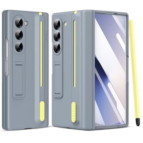 Schutzhülle für Samsung Galaxy Z Fold 6, mit integriertem Displayschutz und S-Stift, stoßfest, mit Ständer, für Samsung Z Fold 6 5g, Grau von Giyer