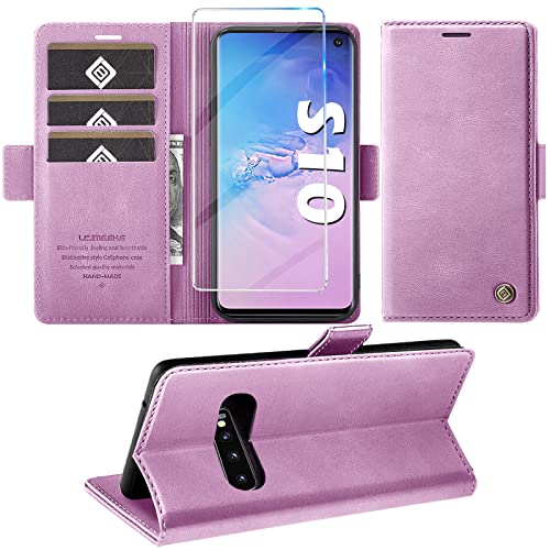 für Samsung Galaxy S10 Hülle mit Schutzfolie, Handyhülle Galaxy S10 Standfunktion Kartenfach Wallet Premium Leder Schutzhülle S10 Flip Case Cover Stoßfeste Klapphülle… von Giyer