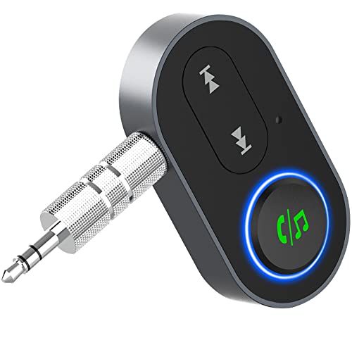 AUX Bluetooth Adapter Auto, Klinke Empfänger mit Freisprechanrufen, Musik Receiver für Stereoanlage/Lautsprecher, Dual Verbindung, Mini Bloototh Audio für Heim-Stereo/Kabelgebundene Kopfhörer von GizmoVine