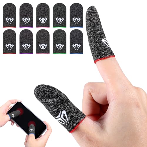 Gjinxi 10 Paar Fingermanschetten für Gaming, 0,3 mm Faser, schweißfester E-Sport-Fingerhandschuh, atmungsaktive nahtlose Touchscreen-Fingerabdeckung, Daumenmanschette für PUBG Dedales, passend für all von Gjinxi