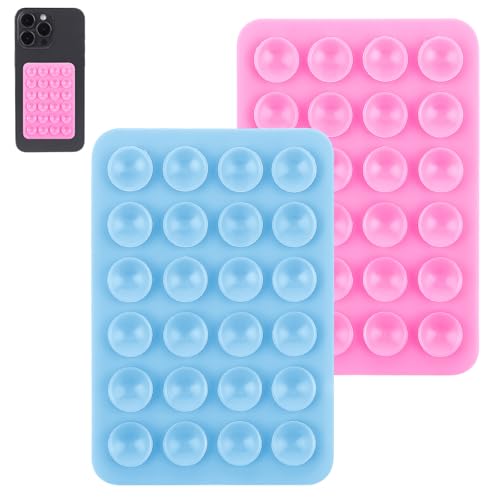 Gjinxi 2 Stück Silikon Handyhalterung Silikon-Saugnäpfe Doppelseitiger Handy Saugnapfhalter Saugnapf Mehrzweck Handyhalterung Anti-Rutsch-Handyhalter für Selfies und Videos(Rosa, Himmelblau) von Gjinxi