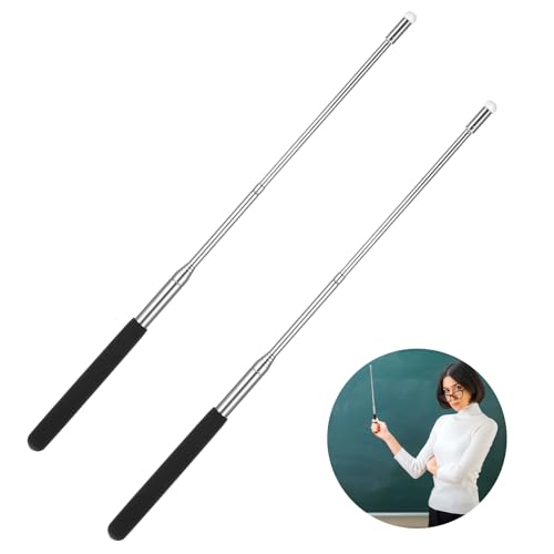 Gjinxi 2 Stk Ausziehbar Teleskop Zeigestab 100cm Klassenzimmer Zeigestock Zeiger Stick Filz Kopf Lehrzeiger Whiteboard Tafel Einziehbar Teleskopstab Zeiger für Presenter Lehrer Moderatoren Interaktion von Gjinxi