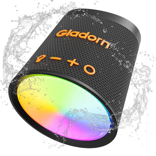 Gladorn Bluetooth Lautsprecher mit RGB Lichter, 20 Stunden Wiedergabe, Stereo-Paarung, Intensiver Bass, IPX6 Wasserdicht, Bluetooth 5.3, Tragbarer Lautsprecher für Zuhause, Outdoor, Camping, Geschenk Gladorn Bluetooth Lautsprecher mit RGB Lichter, 20 Stunden Wiedergabe, Stereo-Paarung, Intensiver Bass, IPX6 Wasserdicht, Bluetooth 5.3, Tragbarer Lautsprecher für Zuhause, Outdoor, Camping, Geschenk von Gladorn