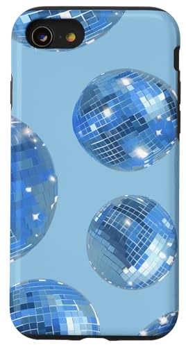 Blaue Glam Discokugel Druck Mode Hülle für iPhone SE (2020) / 7 / 8 von Glam Vintage 70's Style Fashion