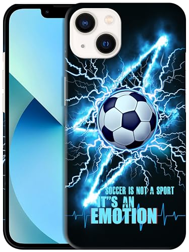 GlamCase Handyhülle für iPhone 13 Mini, iPhone 13 Mini – Fußball (Fußball), leuchtendes Design, bedruckt, schmale Passform, niedlich, Kunststoff, Hartschale, zum Aufstecken, Designer-Schutzhülle von GlamCase