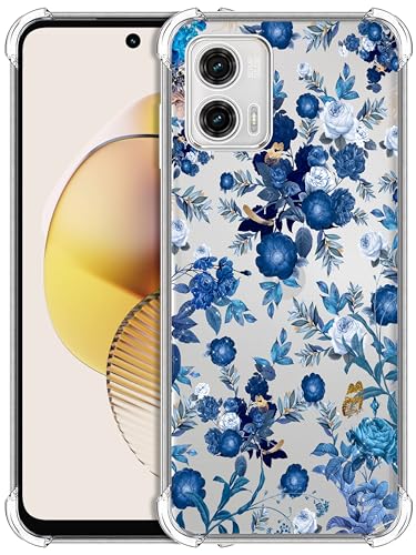 GlamCase Schutzhülle für Motorola Moto G73 5G, Motorola Moto G73 5G, transparent, Blumenmuster, bedruckt, schmale Passform, flexibel, stoßfest, transparent, nur für MotoG73 5G von GlamCase