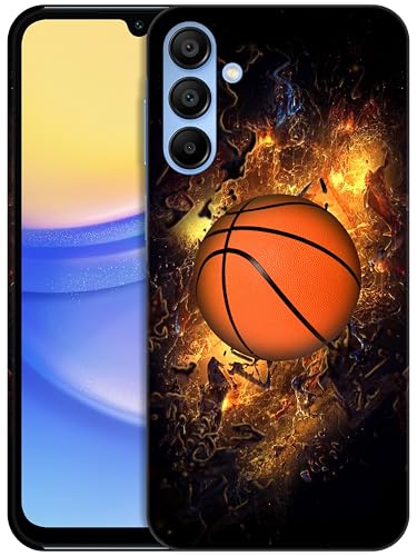 GlamCase Schutzhülle für Samsung Galaxy A15 5G / 4G – Basketball auf Feuer, schlankes und schlankes Design, Kunststoff, Hartschale, zum Aufstecken, für Samsung A15 5G / 4G, Weiß von GlamCase