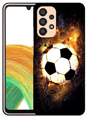 GlamCase Schutzhülle für Samsung Galaxy A23 5G, Galaxy A23 5G – Fußball (Fußball) auf Feuer gedruckt, schlank und schlank, niedlich, Kunststoff, Hartschale, zum Aufstecken, Designer-Schutzhülle für von GlamCase
