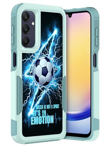 GlamCase Schutzhülle für Samsung Galaxy A25 5G, Samsung A25, Motiv: Fußball-Lichtining-Design, bedruckt, strapazierfähig, militärischer Schutz, stoßfest, robust, minzgrün GlamCase Schutzhülle für Samsung Galaxy A25 5G, Samsung A25, Motiv: Fußball-Lichtining-Design, bedruckt, strapazierfähig, militärischer Schutz, stoßfest, robust, minzgrün von GlamCase