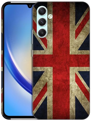 GlamCase Schutzhülle für Samsung Galaxy A34 5G, Samsung Galaxy A34 5G – UK-Flagge, bedruckt, schmale Passform, niedliches Kunststoff-Hartschalen-Schutzhülle für Samsung A34 5G, mehrfarbig von GlamCase