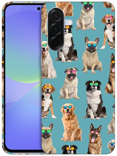GlamCase Schutzhülle für Samsung Galaxy A36 5G, Galaxy A36 – Hundemuster mit Sonnenbrille, blaugrünes Design, bedruckt, schlank und elegant, niedlich, Kunststoff, Hartschale, Designer-Schutzhülle für GlamCase Schutzhülle für Samsung Galaxy A36 5G, Galaxy A36 – Hundemuster mit Sonnenbrille, blaugrünes Design, bedruckt, schlank und elegant, niedlich, Kunststoff, Hartschale, Designer-Schutzhülle für von GlamCase