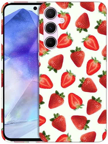 GlamCase Schutzhülle für Samsung Galaxy A55 5G, Samsung Galaxy A55, Erdbeermuster, bedruckt, schlank und elegant, niedlich, Kunststoff, Hartschale, Designer-Schutzhülle für Samsung A55 5G, Weiß GlamCase Schutzhülle für Samsung Galaxy A55 5G, Samsung Galaxy A55, Erdbeermuster, bedruckt, schlank und elegant, niedlich, Kunststoff, Hartschale, Designer-Schutzhülle für Samsung A55 5G, Weiß von GlamCase