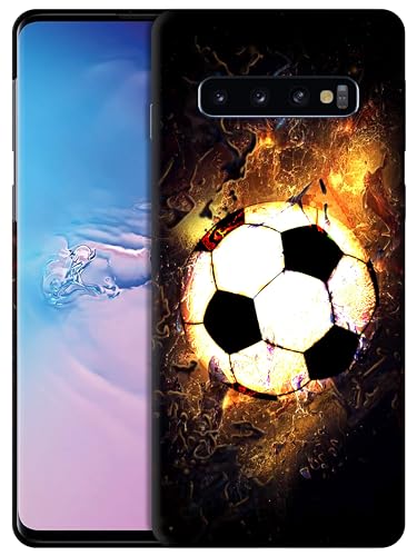 GlamCase Schutzhülle für Samsung Galaxy S10, Galaxy S10 – Fußball (Fußball) auf Feuer gedruckt, schlank und elegant, niedlich, Kunststoff, Hartschale, zum Aufstecken, Designer-Schutzhülle für Samsung von GlamCase
