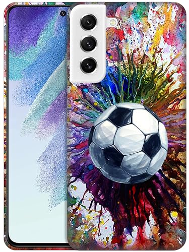 GlamCase Schutzhülle für Samsung Galaxy S21 FE 5G, Samsung Galaxy S21 FE 5G – Vintage-Football-Aufdruck (Fußball), schmale Passform, niedliche Kunststoff-Hartschalen-Schutzhülle für Samsung S21 FE 5G von GlamCase