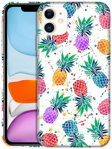 GlamCase Schutzhülle für iPhone 11, iPhone 11 – Ananas-Aquarell-Design, bedruckt, schmale Passform, niedlich, Kunststoff, Hartschale, zum Aufstecken, Designer-Schutzhülle für iPhone 11, mehrfarbig von GlamCase