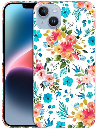 GlamCase Schutzhülle für iPhone 14 Plus, iPhone 14 Plus – Blumenmuster, Wasserfarben-Muster, bedruckt, schmale Passform, niedlich, Kunststoff, Hartschale, Designer-Schutzhülle für iPhone 14 Plus. von GlamCase