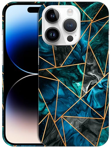 GlamCase Schutzhülle für iPhone 14 Pro, Designer-Schutzhülle für iPhone 14 Pro, blauer Marmor, geometrisches Muster, bedruckt, schmale Passform, niedlich, Kunststoff, Hartschale, Designer-Schutzhülle GlamCase Schutzhülle für iPhone 14 Pro, Designer-Schutzhülle für iPhone 14 Pro, blauer Marmor, geometrisches Muster, bedruckt, schmale Passform, niedlich, Kunststoff, Hartschale, Designer-Schutzhülle von GlamCase