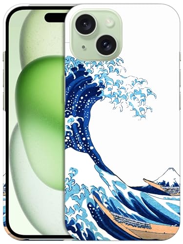 GlamCase Schutzhülle für iPhone 15, iPhone 15 – The Great Wave Design, bedruckt, schlank und schlank, niedlich, Kunststoff, Hartschale, zum Aufstecken, für iPhone 15, Weiß GlamCase Schutzhülle für iPhone 15, iPhone 15 – The Great Wave Design, bedruckt, schlank und schlank, niedlich, Kunststoff, Hartschale, zum Aufstecken, für iPhone 15, Weiß von GlamCase