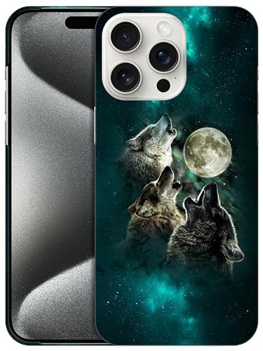 GlamCase Schutzhülle für iPhone 15 Pro Max, iPhone 15 ProMax Designer-Hülle – Mondwolf-Gesicht, bedruckt, niedliches Kunststoff-Hartschalen-Schutzhülle für iPhone 15 Pro Max [6,7 Zoll] von GlamCase